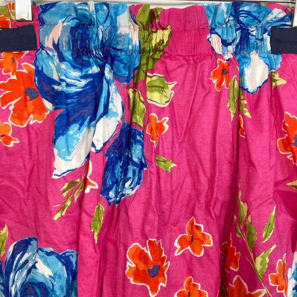 Hollister Skirt Womens Sz L Pink Blue Floral Cotton Elastic Waist A-Line Short‎ - Picture 2 of 9